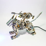 Mechanical sculpture of a creature on a white background
