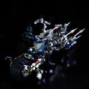 Toy robot with detailed mechanical design on a dark background