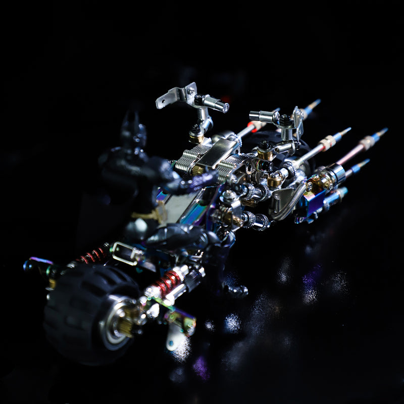 Toy robot with detailed mechanical design on a dark background