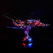Colorful mechanical model on a dark background