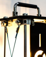 Close-up of a mechanical device with metal components and wiring.