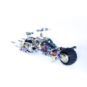 Model motorcycle chassis on a white background