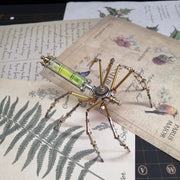 Decorative spider with a level on a vintage-style paper background